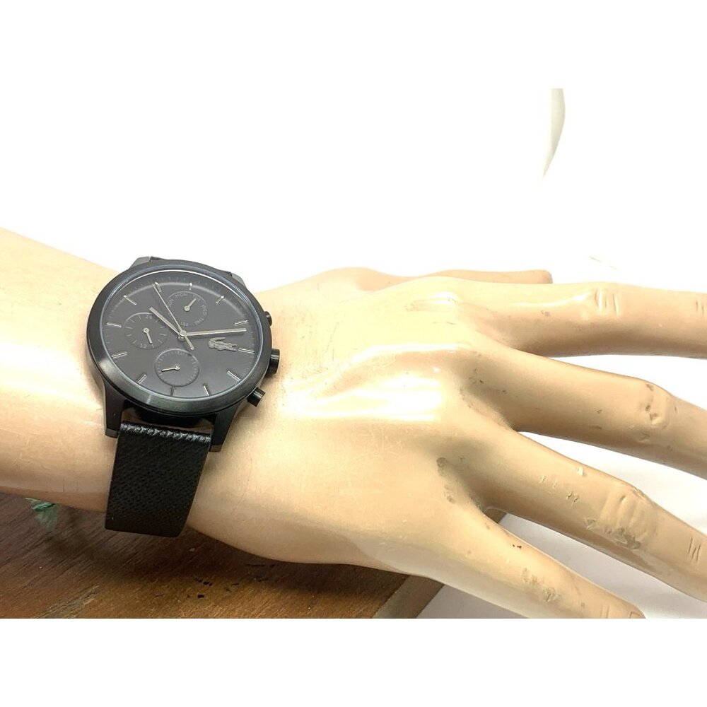 Lacoste Men's Watch 2010997 Quartz Black Dial 12.12 Leather Strap 42mm - Picture 5 of 14